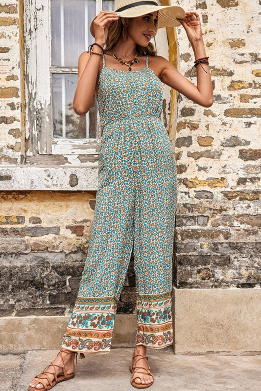 Bohemian Spaghetti Strap Low Back Jumpsuit - Fashion Bug Online
