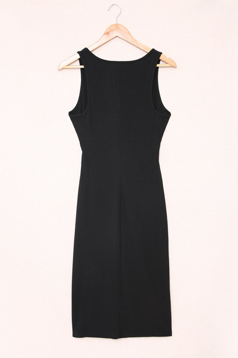 Crisscross Cutout Scoop Neck Slit Midi Dress - Fashion Bug Online