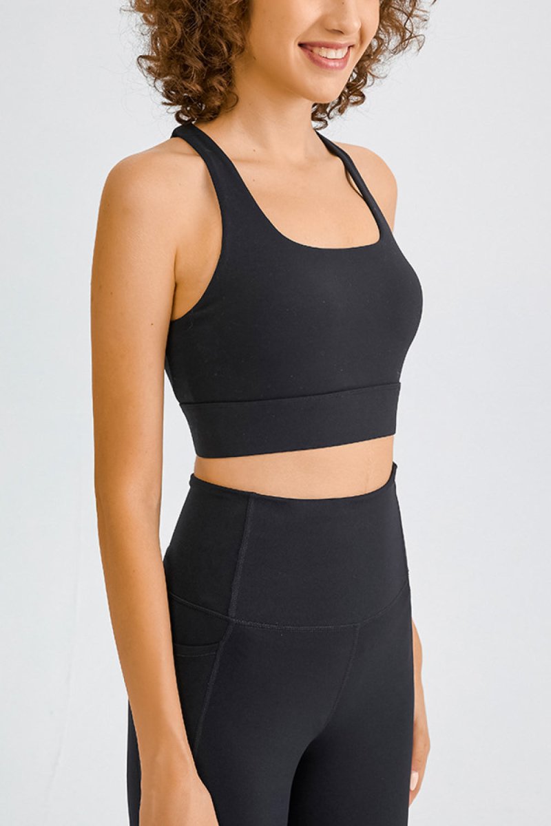 Cross Back Yoga Crop Top - Fashion Bug Online