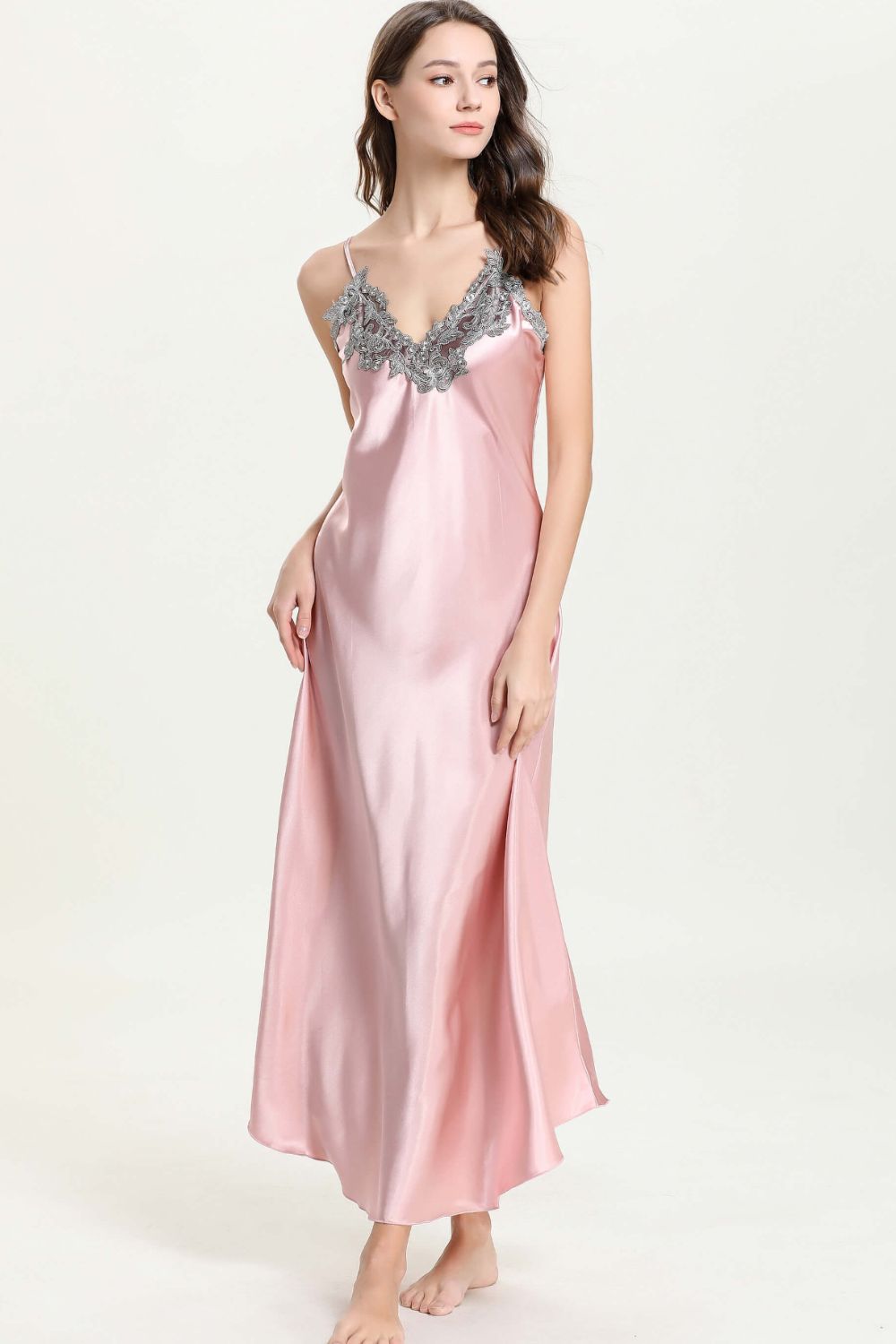 Plus Size Flutter Sleeve V-Neck Side Slit Night Gown – Fashion Bug