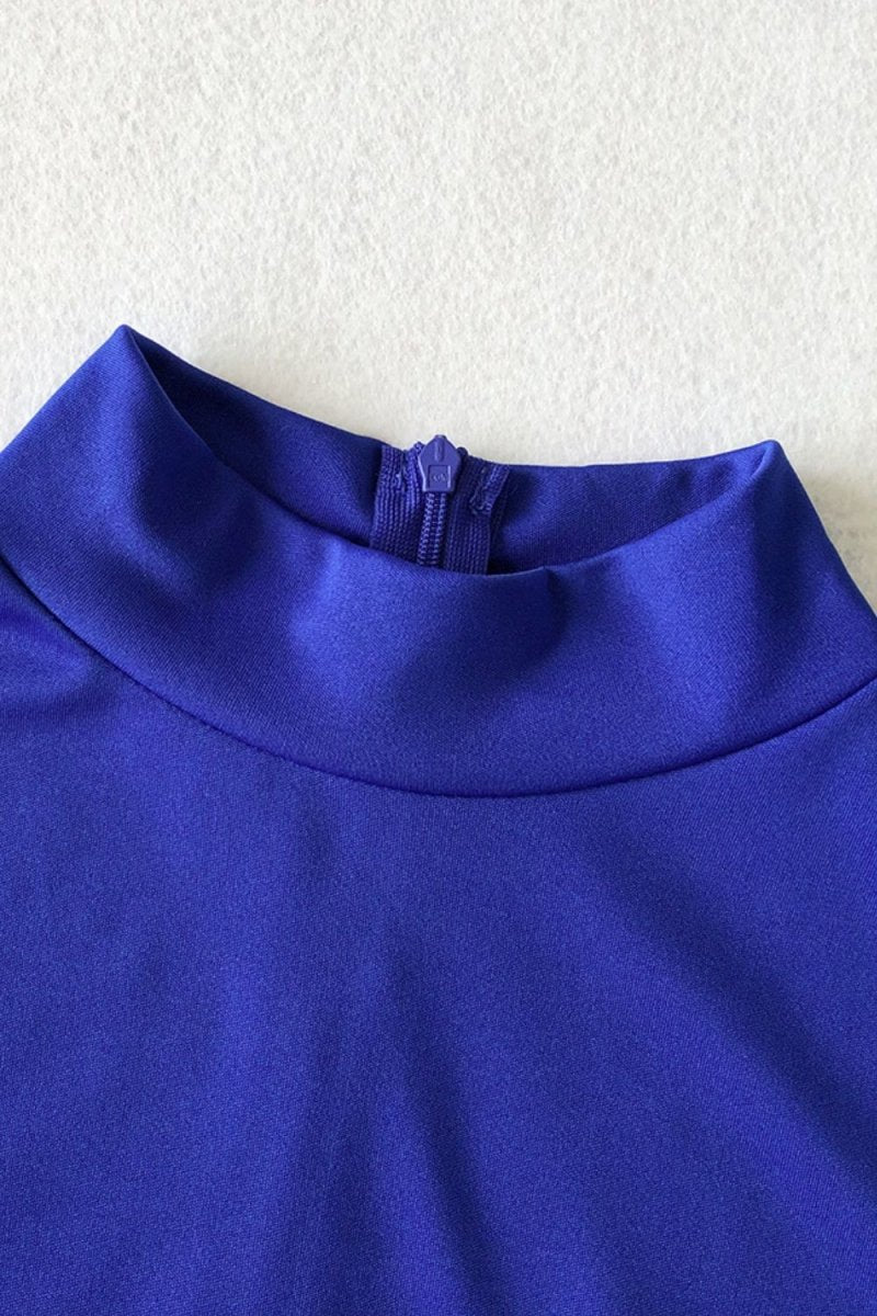 Long Sleeve Mock Neck Wide Leg Jumpsuit - Fashion Bug Online