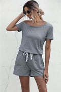 One Shoulder Tie Waist Romper - Fashion Bug Online