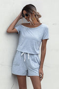 One Shoulder Tie Waist Romper - Fashion Bug Online