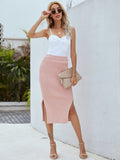 Ribbed Side Slit Midi Skirt - Fashion Bug Online