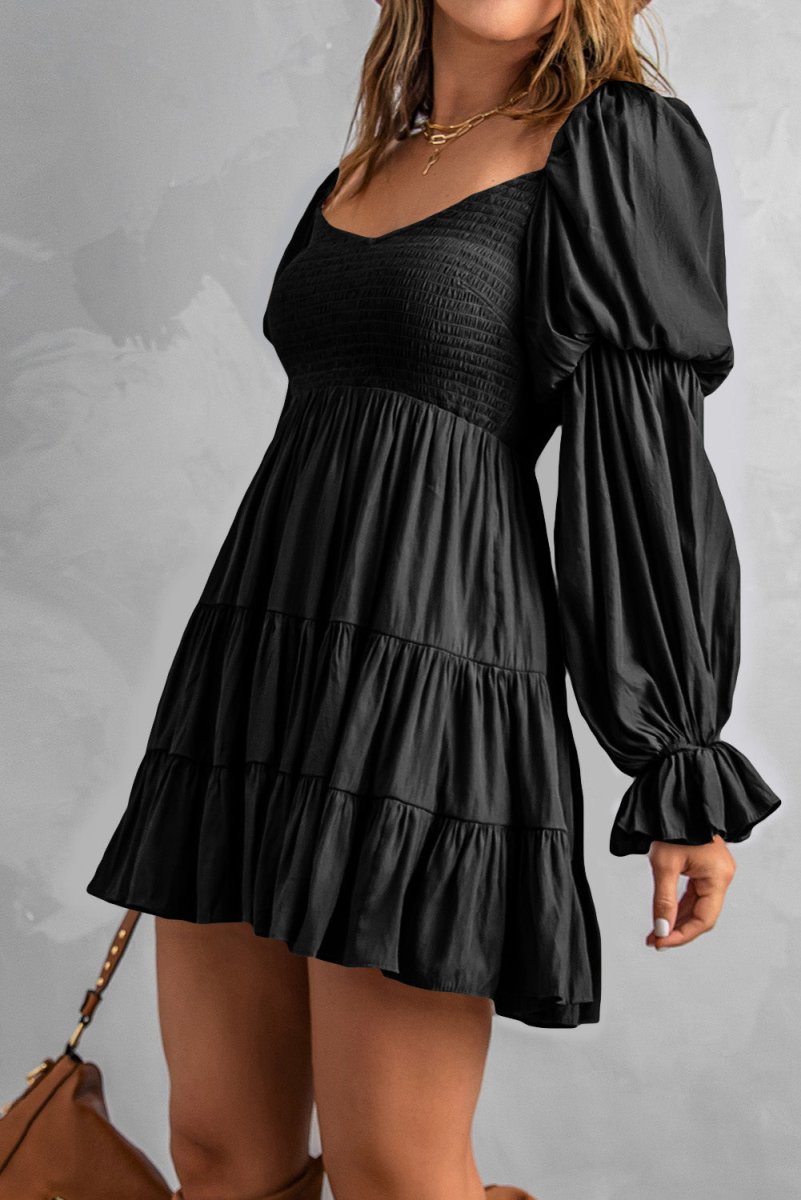 Smocked Off-Shoulder Tiered Mini Dress - Fashion Bug Online