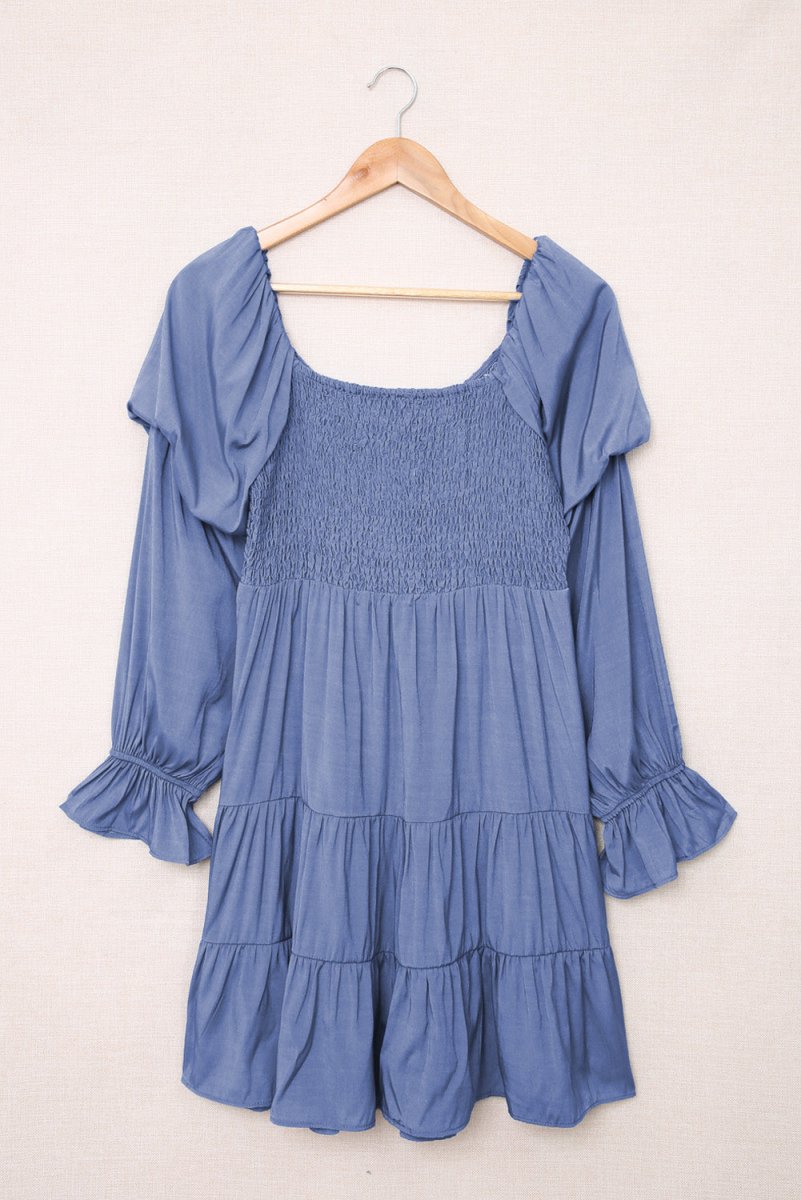 Smocked Off-Shoulder Tiered Mini Dress - Fashion Bug Online