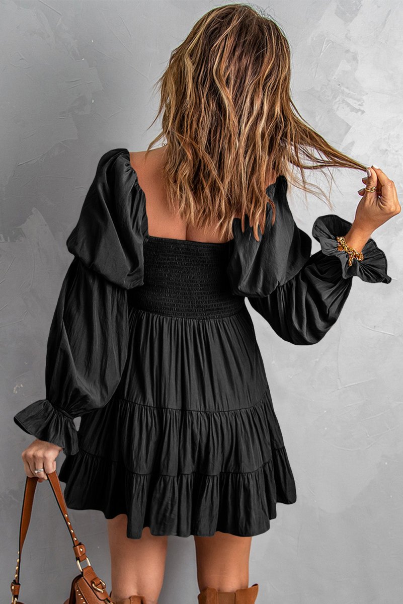 Smocked Off-Shoulder Tiered Mini Dress - Fashion Bug Online