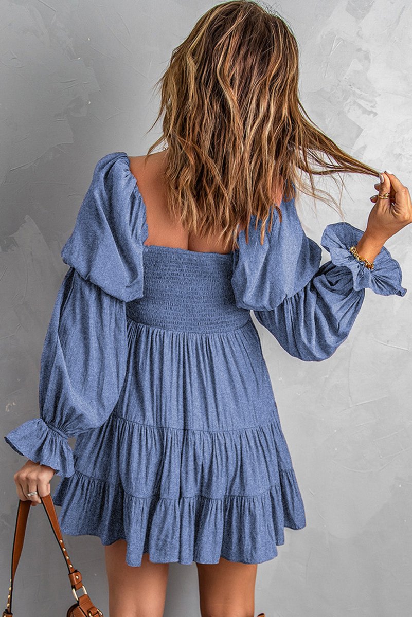 Smocked Off-Shoulder Tiered Mini Dress - Fashion Bug Online
