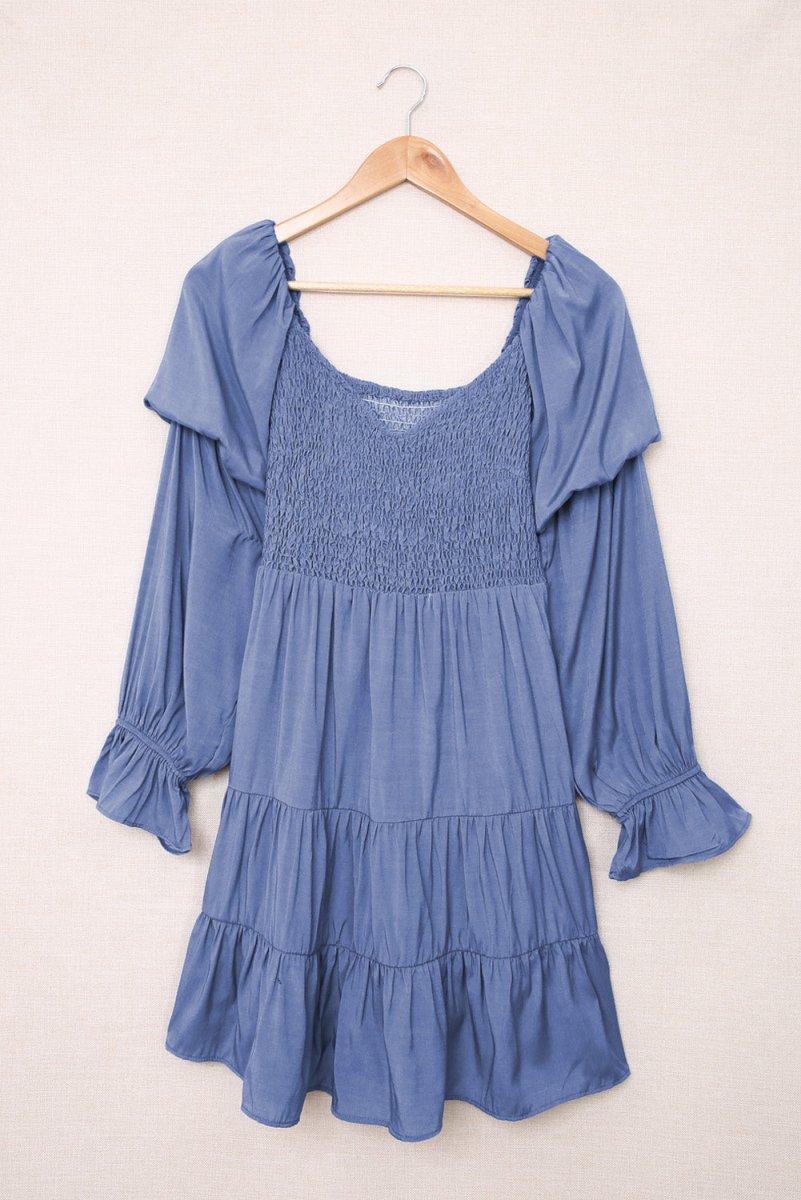 Smocked Off-Shoulder Tiered Mini Dress - Fashion Bug Online