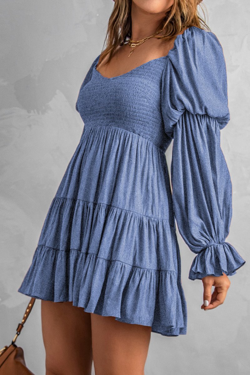 Smocked Off-Shoulder Tiered Mini Dress - Fashion Bug Online