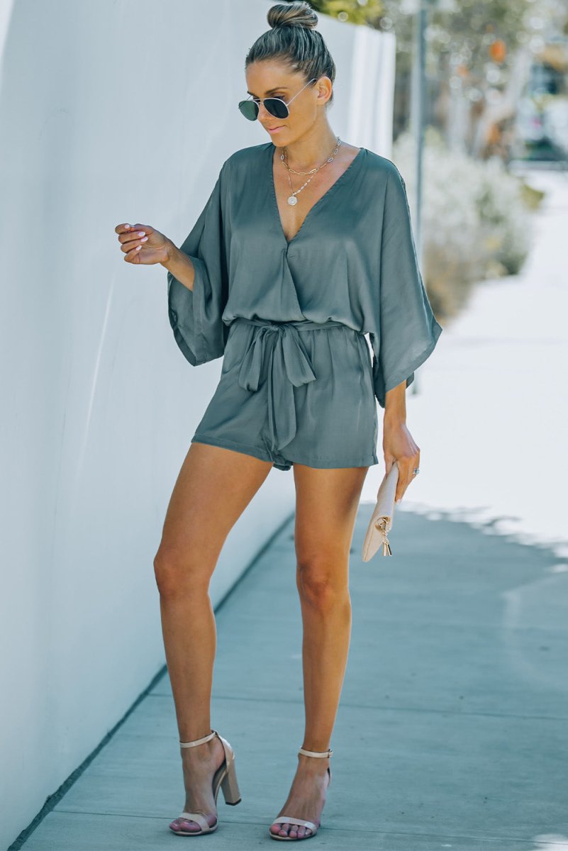 Tie Waist Dolman Sleeve Romper - Fashion Bug Online