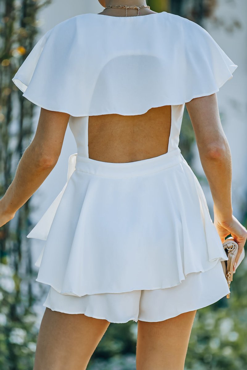 Tie-Waist Surplice Layered Romper - Fashion Bug Online
