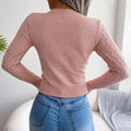 Cutout Cable-Knit Round Neck Sweater