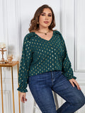Melo Apparel Plus Size Printed Frill Trim Flounce Sleeve Blouse