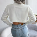 Mixed Knit Turtleneck Cropped Sweater