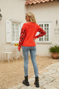 Printed Dropped Shoulder Round Neck Sweater