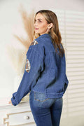 Football Patch Raw Hem Shacket