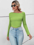 Asymmetrical Neck Long Sleeve T-Shirt