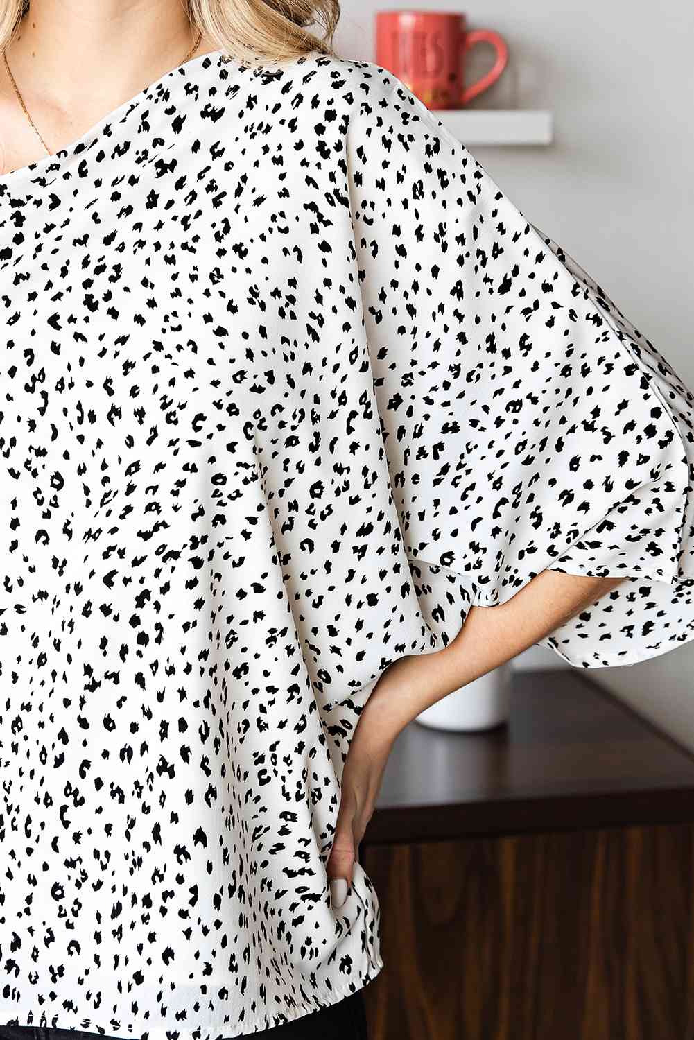 Leopard One-Sleeve Blouse