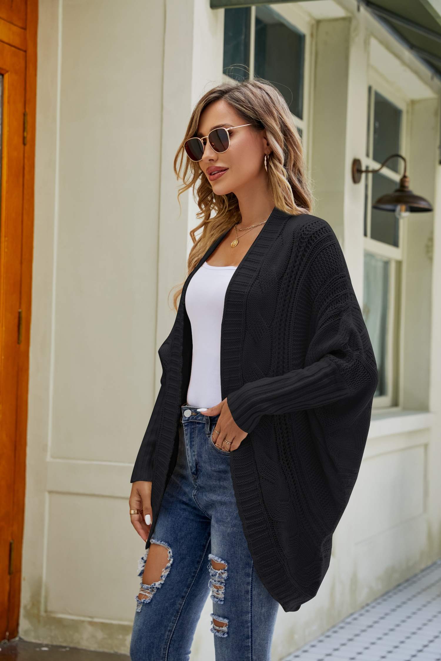 Open front dolman cardigan best sale