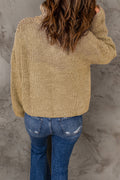 Half Zip Rib-Knit Dropped Shoulder Sweater