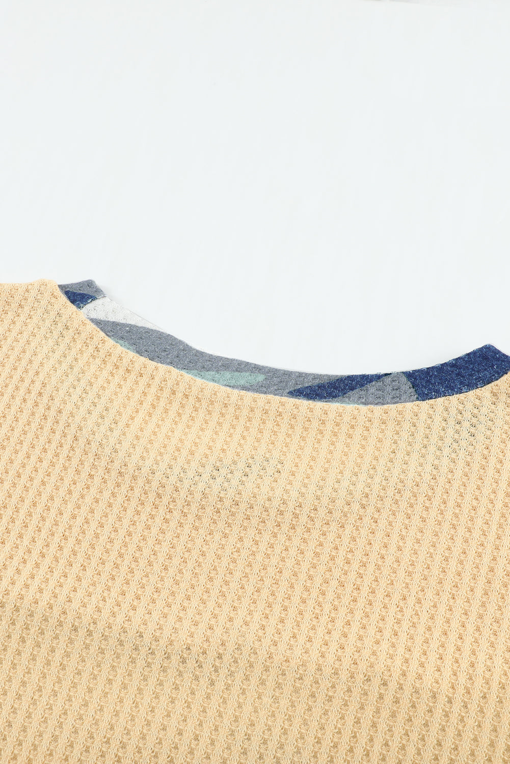Camouflage Color Block Waffle Knit Pullover