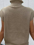Mixed Knit Turtleneck Sweater Vest