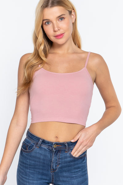 Round Neck W/removable Bra Cup Cotton Spandex Bra Top – Fashion