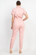 Collared Button-front Jumpsuit