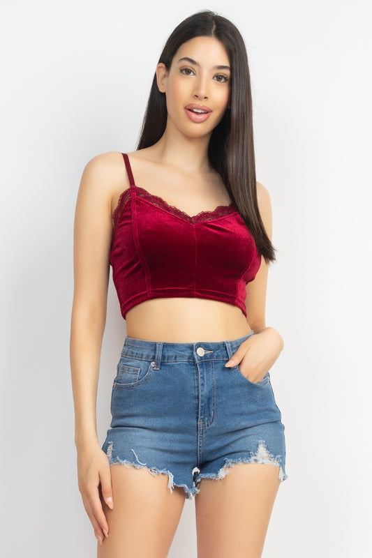 Sleeveless Corset Velvet Crop Top