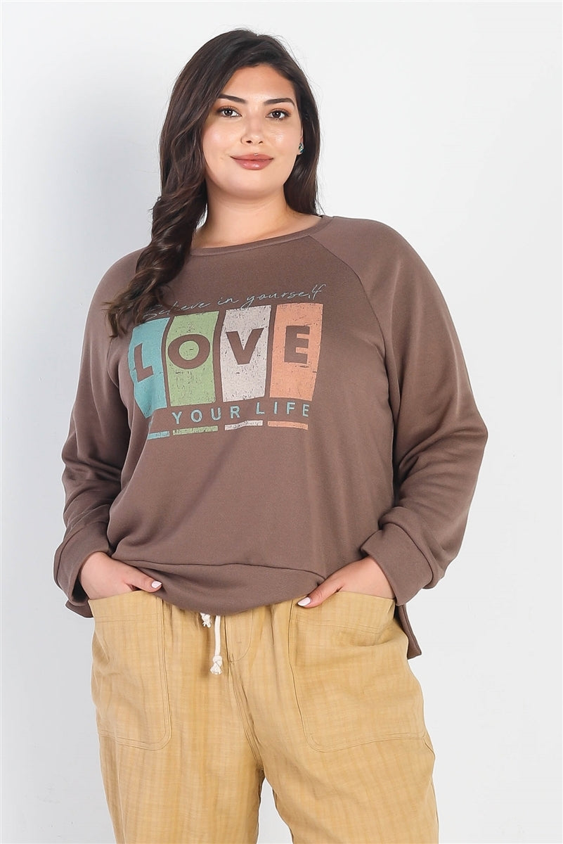 Plus Cocoa "believe In Yourself,4 Love Of Your Life" Long Sleeve Top