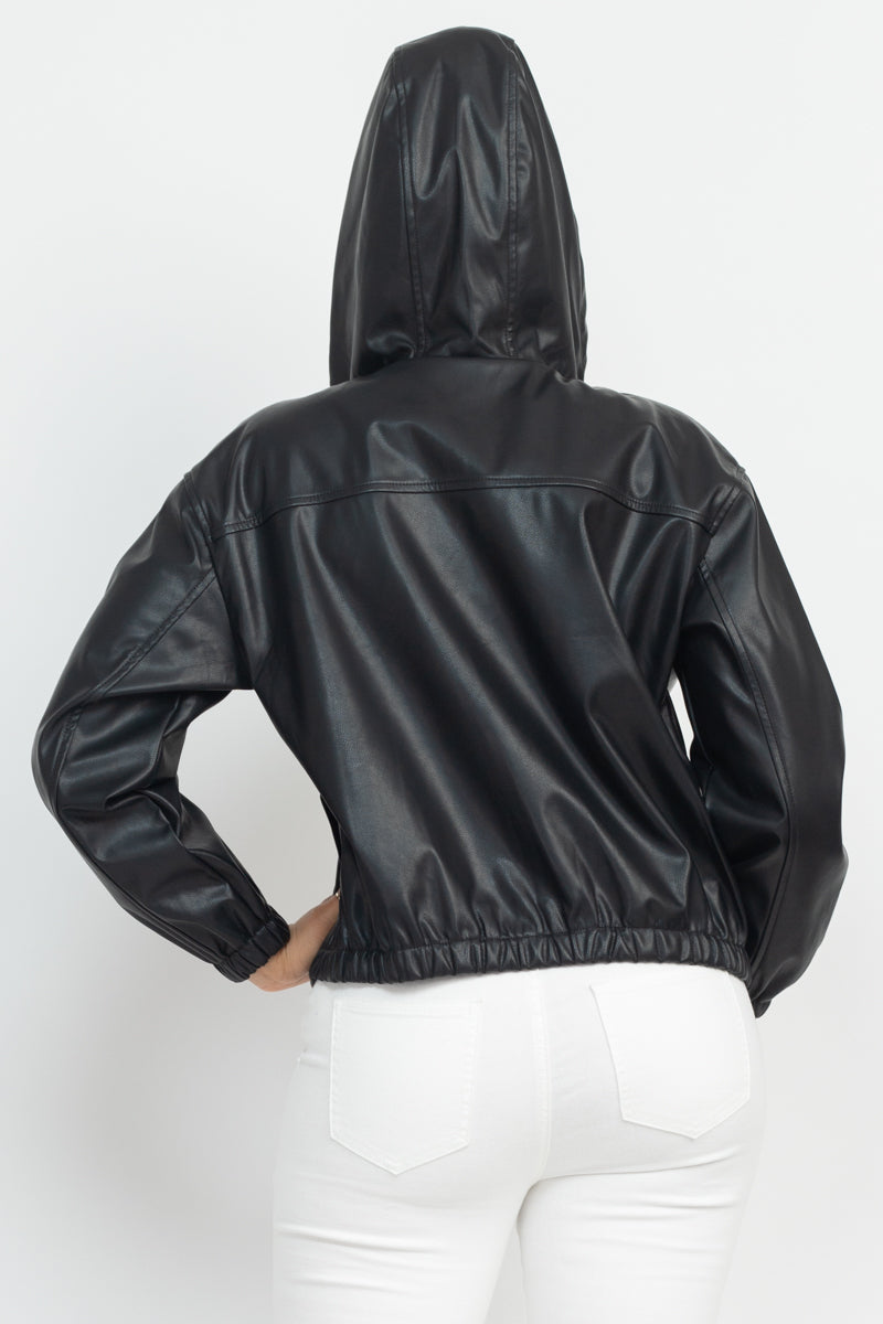 Faux Leather Hoodie Jacket Fashion Bug Online