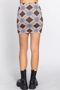 Argyle Jacquard Sweater Mini Skirt