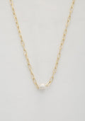 Pearl Bead Oval Link Necklace