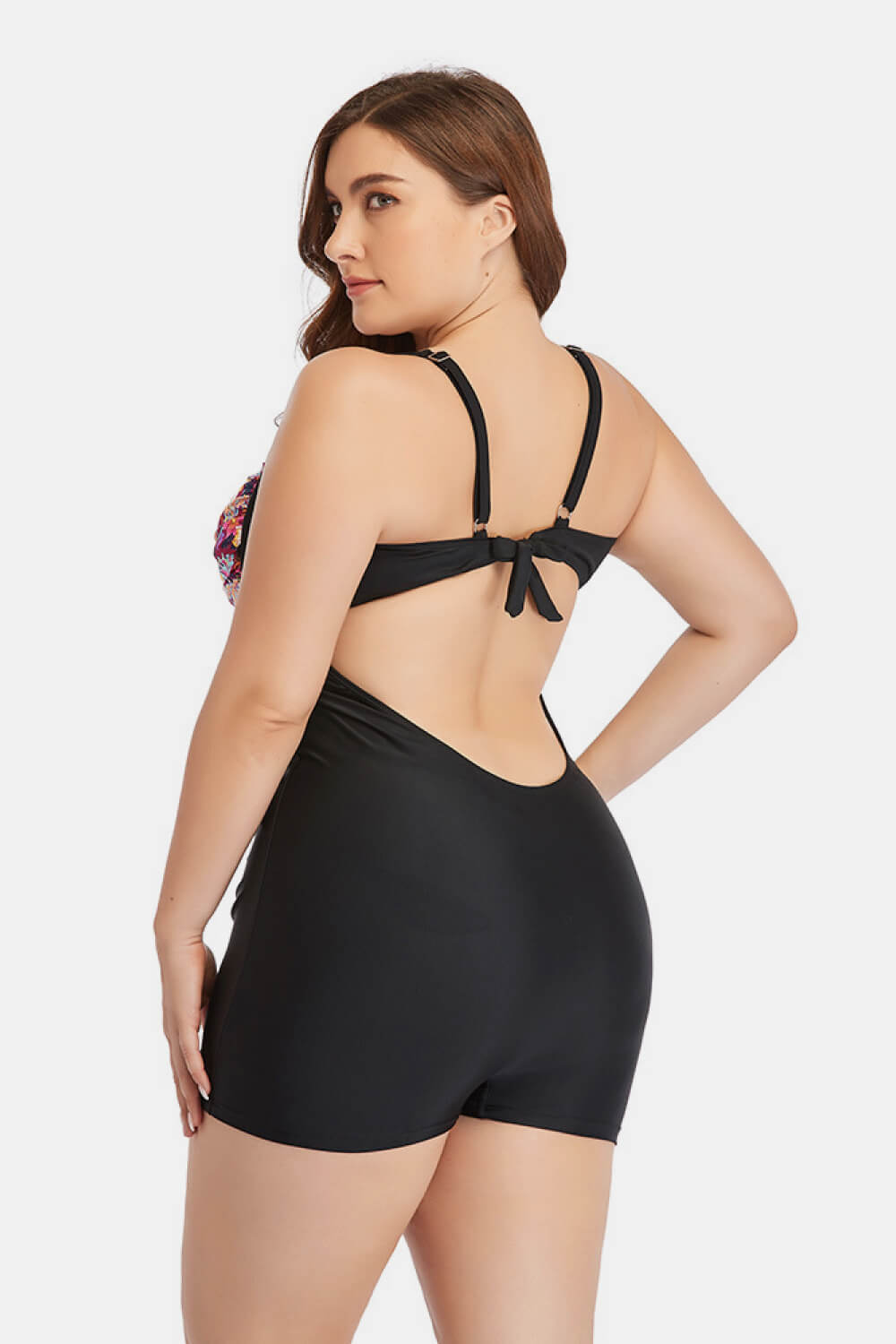 Fashion Bug Plus Size Spliced Mesh Tie-Back One-Piece Swimsuit