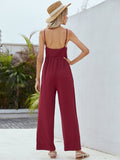 Adjustable Spaghetti Strap Jumpsuit with Pockets - Fashion Bug Online
