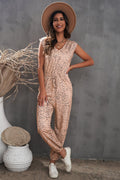 Animal Print Capped Sleeve Jogger Jumpsuit with Pockets - Fashion Bug Online