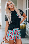 Aztec Pocketed Tee and Shorts Set - Fashion Bug Online
