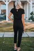 Belted V-Neck Jogger Jumpsuit - Fashion Bug Online