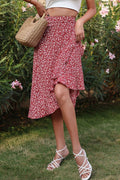 Ditsy Floral Asymmetrical Ruffled Skirt - Fashion Bug Online
