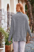 Mock Neck Rib-Knit Sweater