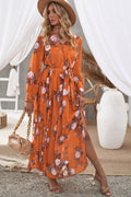 Floral Tie Waist Slit Maxi Dress - Fashion Bug Online