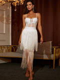 Fringe Detail Sweetheart Neck Cami Dress - Fashion Bug Online