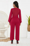 Gathered Detail Surplice Lantern Sleeve Jumpsuit - Fashion Bug Online