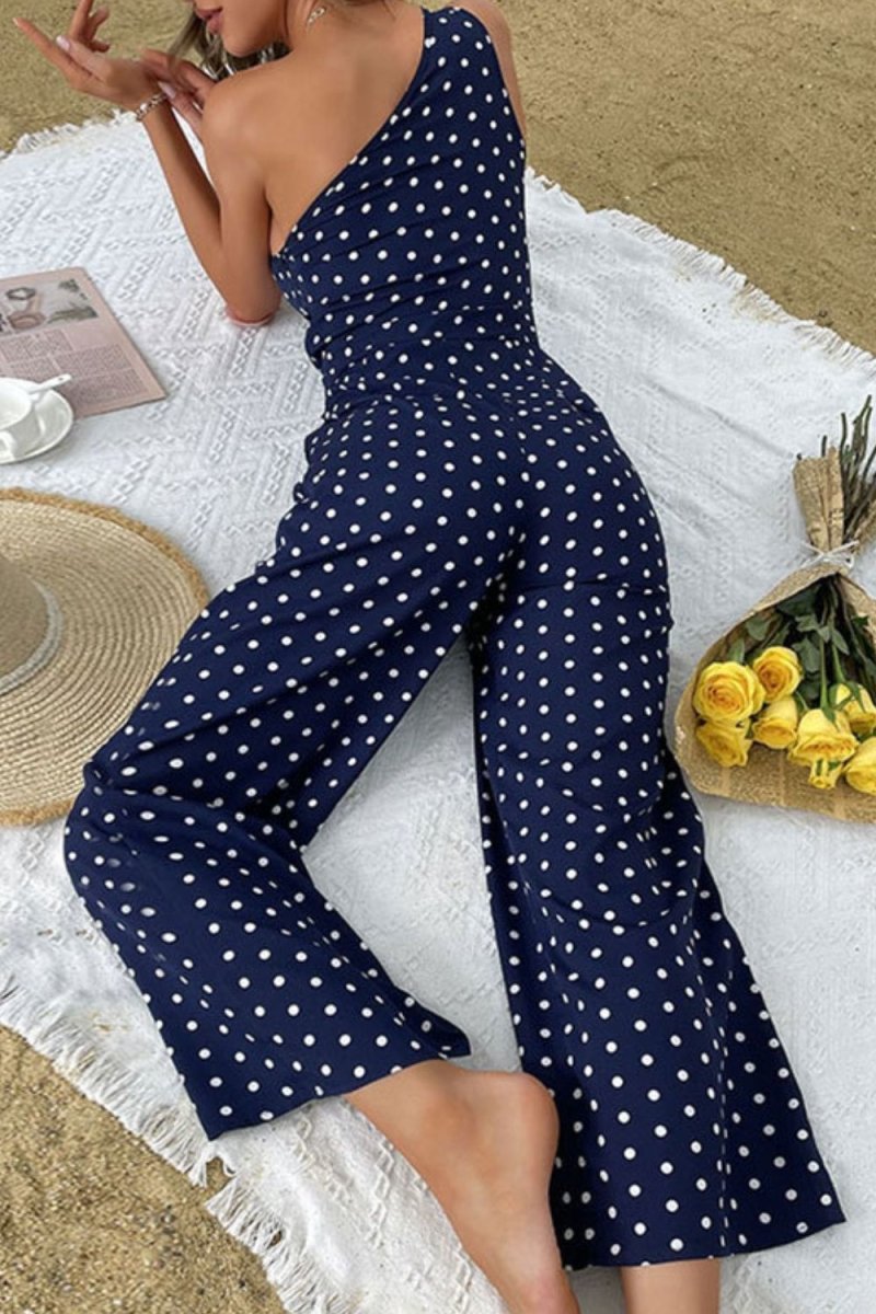 Navy blue and white polka sales dot jumpsuit