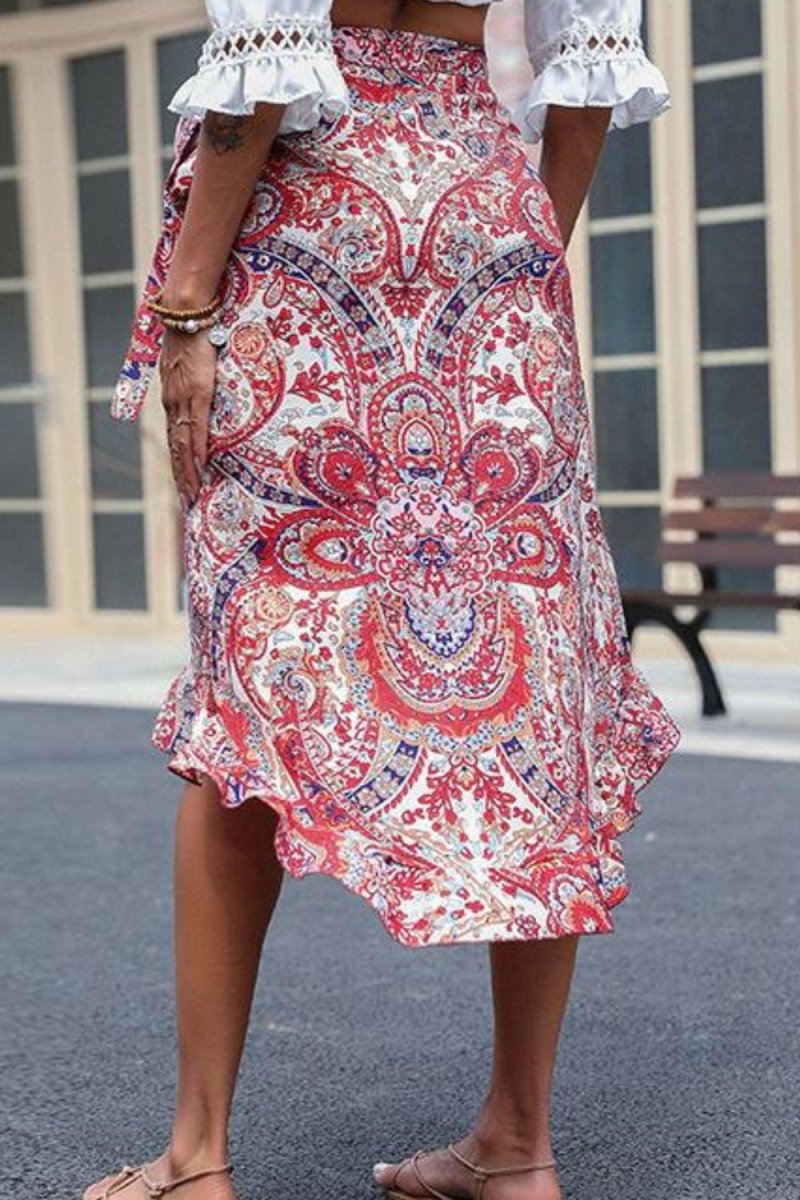 Printed Asymmetrical Wrap Skirt – Fashion Bug Online