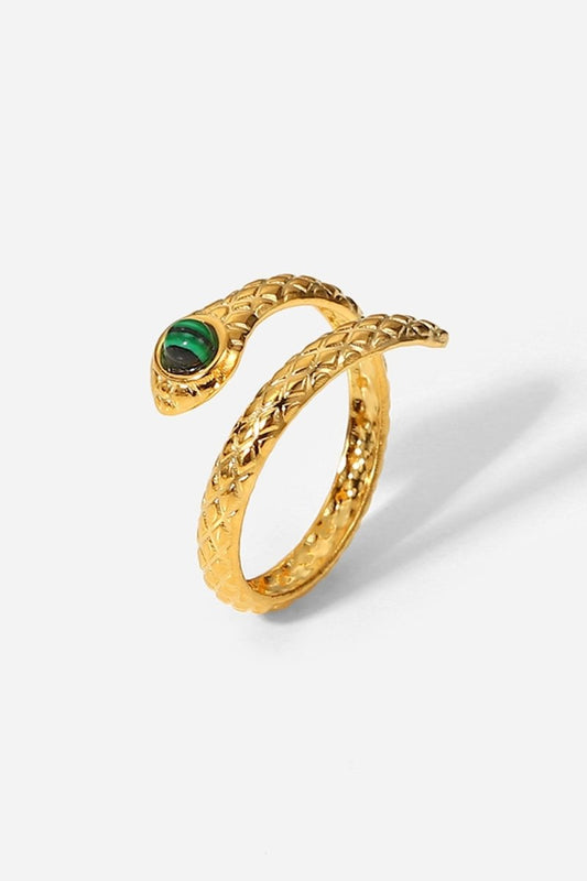 Snake Charmer Malachite Snake-Shaped Bypass Ring - Fashion Bug Online