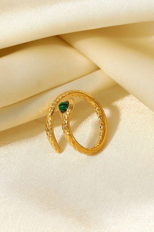 Snake Charmer Malachite Snake-Shaped Bypass Ring - Fashion Bug Online