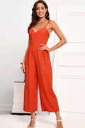 Spaghetti Strap Wide Leg Jumpsuit with Pockets - Fashion Bug Online