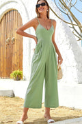 Spaghetti Strap Wide Leg Jumpsuit with Pockets - Fashion Bug Online